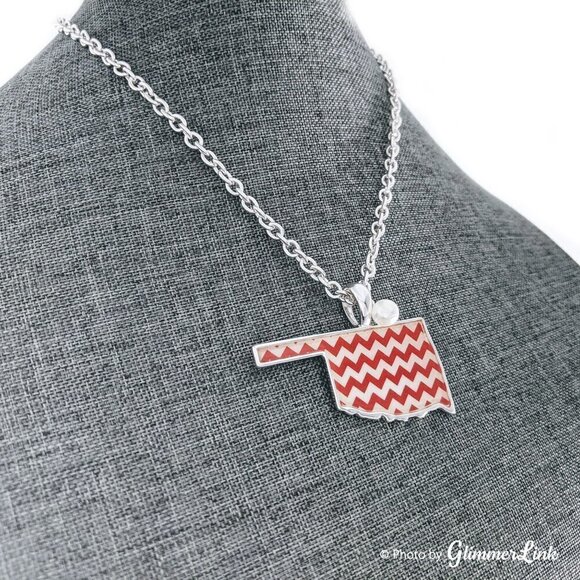 NWT Icon Collection Oklahoma Chevron Map Necklace - Picture 3 of 11
